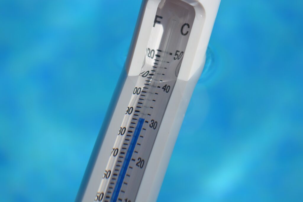 water thermometer in pool